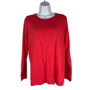 St. John's Bay Women's Long Sleeved T-Shirt Size L Pink 100% Cotton